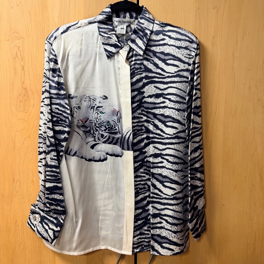 Silk white tiger blouse